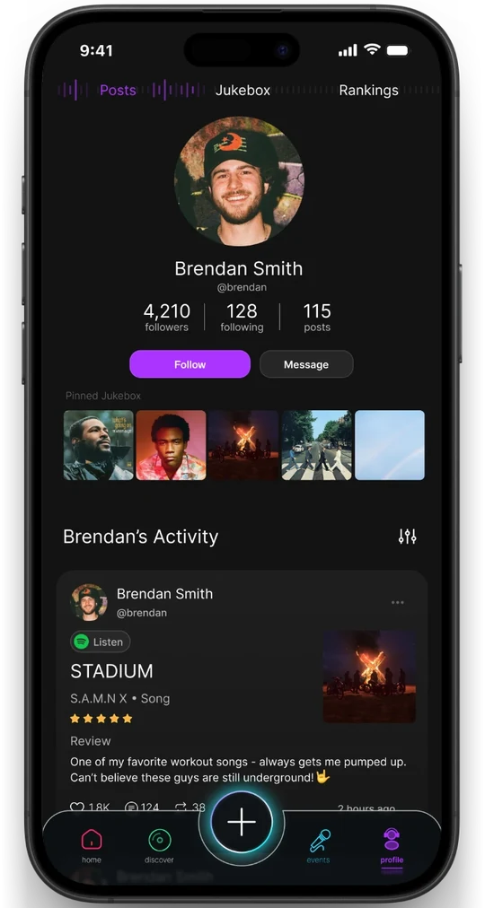 Jukebox app: Build Your Profile screen